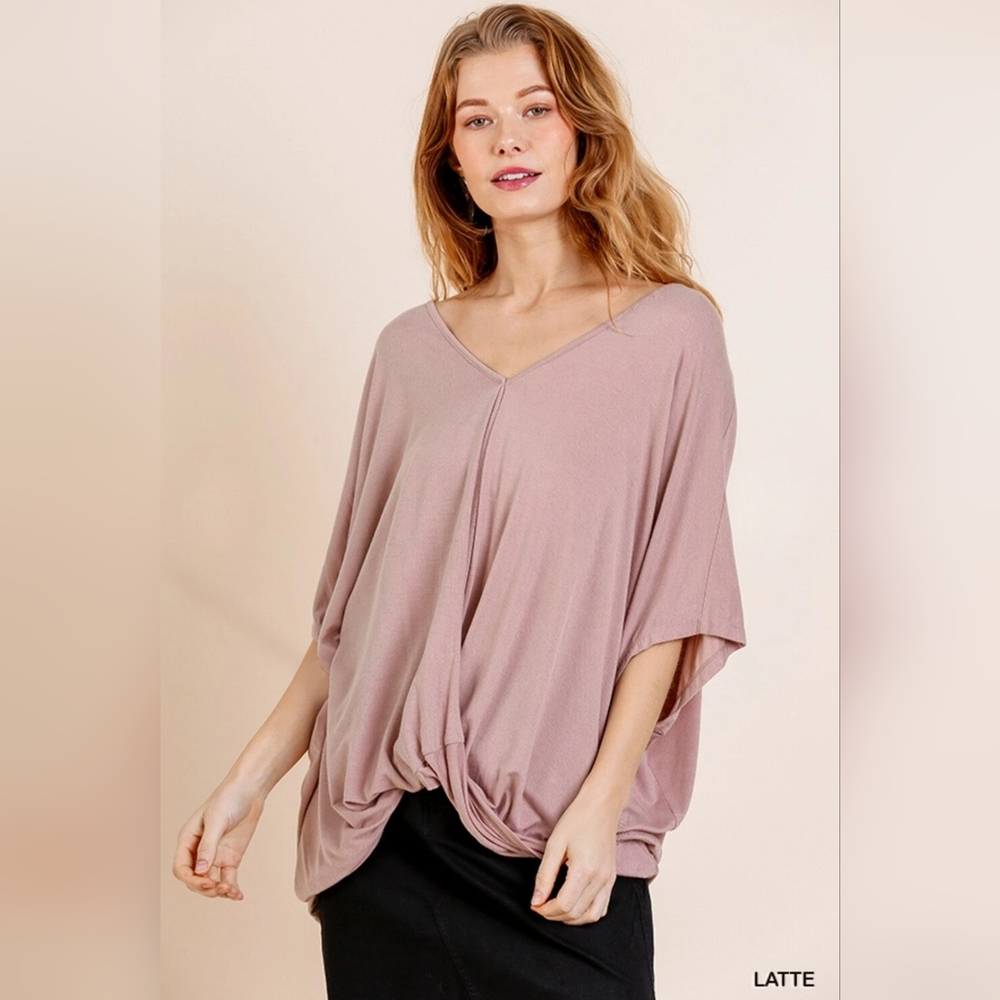 Umgee Latte V-Neck Women's Blouse
